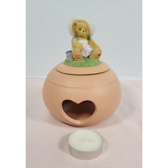 3 Piece Cherished Teddies 111601 Tea Light Round Heart Cutout Figurine Top 2002 - Picture 9 of 12